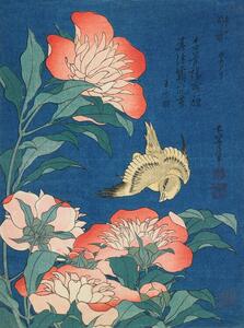 Bildreproduktion Peonies and canary (1834), Katsushika Hokusai