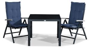 Tunis Matgrupp Utomhus 90x90 + 2 Monaco Lyx Positionsstol m Dyna - Svart/Gra/Bla