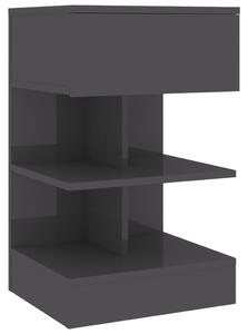 Sängbord grå högglans 40x35x65 cm konstruerat trä