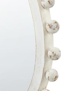 Väggspegel Vit Trä ⌀ 71 cm Väggmonterad Vitmålad Sliten Finish Stil Hängande Spegel Dekor Varagsrum Sovrum Hall Beliani