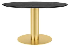 Gubi - GUBI 2.0 Dining Table, Ø 130 cm, Skiva: Trä - Svartbetsad ask, Bas: Mässing - Matbord - Svart - Metall/Trä