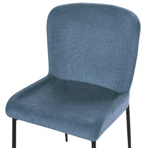Uppsättning med 2 stolar Blå Denimfärg Polyester Stickad Textur Metallben Beliani