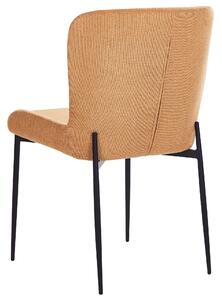 Uppsättning med 2 stolar Orange Polyester Stickad Textur Metallben Beliani