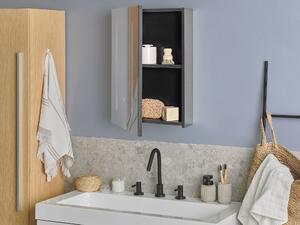 Badrumsskåp med LED-spegel Svart Glas och LED 40 x 60 cm Modern Design Badrum Toalett Beliani