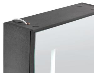 Badrumsskåp med LED-spegel Svart Glas och LED 40 x 60 cm Modern Design Badrum Toalett Beliani