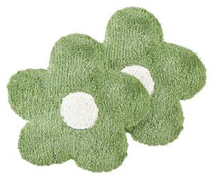 2 st Barnkuddar Grön Bomullskuddar Formad som en blomma Kudde Dekorationer Blommigt Tema Textilier Beliani