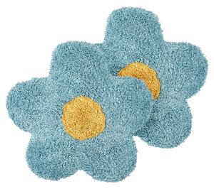 2 st Barnkuddar Blå Bomullskuddar Formad som en blomma Kudde Dekorationer Blommigt Tema Textilier Beliani