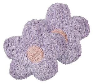 2 st Barnkuddar Violett Bomullskuddar Formad som en blomma Kudde Dekorationer Blommigt Tema Textilier Beliani