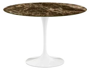 Knoll - Saarinen Round Table - Matbord, Ø 107 cm, Vitt underrede, skiva i matt brun Emperador marmor - Matbord - Eero Saarinen