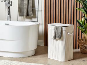 Tvättkorg Vit Bambu Polyesterinlägg med Avtagbart Lock Handtag Modern Design Multifunktionell Beliani