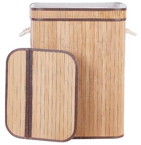 Tvättkorg Ljust Trä Bambu Polyesterinlägg med Avtagbart Lock Handtag Modern Design Multifunktionell Beliani