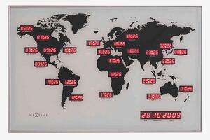 NeXtime - Väggklocka World Time Digit 55x36 cm - Flerfärgad - Väggklockor & bordsur - Från Homeroom