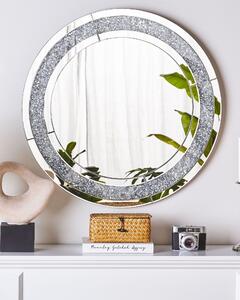 Väggmonterad Hängande Spegel Silver Rund 70 cm Modern Glamour Vardagsrum Sovrum Dekoration Beliani