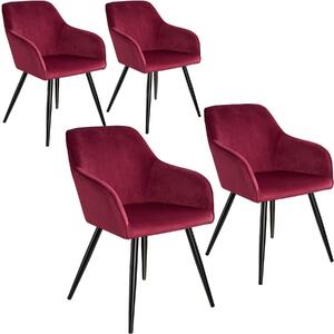 Tectake 404039 4x stol marilyn sammetsoptik - vinröd/svart