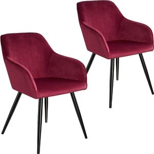 Tectake 404038 2x stol marilyn sammetsoptik - vinröd/svart