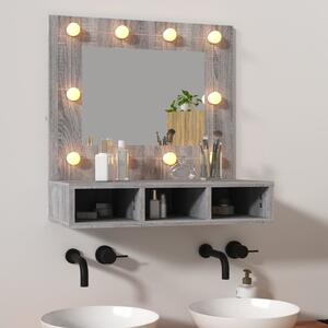 Spegelskåp med LED grå sonoma 60x31,5x62 cm