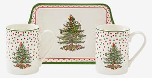 Spode - Set Christmas Tree Polka Dot, 2 muggar och 1 bricka - Vit - Brickor - Från Homeroom