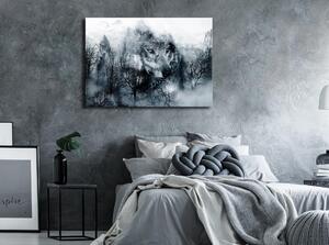 Canvas Tavla - Mountain Predator Wide Black and White - 90x60