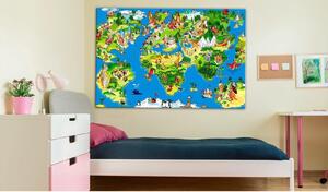 Canvas Tavla - Children's Map Wide - 90x60