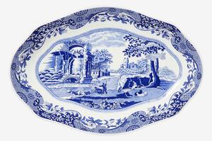 Spode - Ovalt räfflat fat Blue Italian 21 cm - Blå - Assietter - Från Homeroom