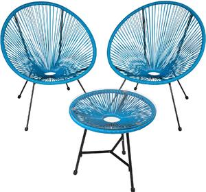 TecTake GmbH 404414 2-set loungestol santana med bord - blå
