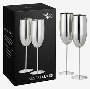 Oak & Steel - Champagneglas 2-pack - Silver - Vinglas - Från Homeroom