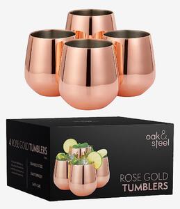 Oak & Steel - Tumbler med sugrör 4-pack - Rosa - Drinkglas & shotglas - Från Homeroom