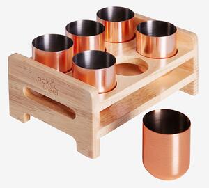 Oak & Steel - Shotglas med trätråg 6-pack - Rosa - Drinkglas & shotglas - Från Homeroom