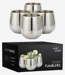 Oak & Steel - Tumbler med sugrör 4-pack - Silver - Drinkglas & shotglas - Från Homeroom