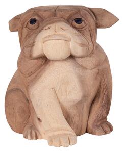 Bulldogg Kelso. Staty av bulldog i albiziaträ