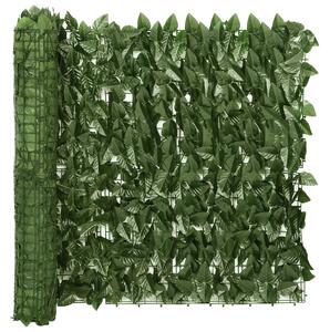 Balkongskärm mörkgröna blad 600x75 cm