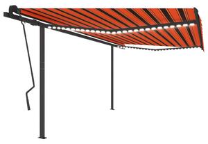Automatisk markis med vindsensor & LED 4,5x3,5 m orange/brun
