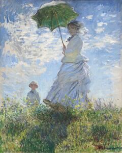 Claude Monet - Bildreproduktion Kvinna med parasoll - Madame Monet och hennes son, (30 x 40 cm)