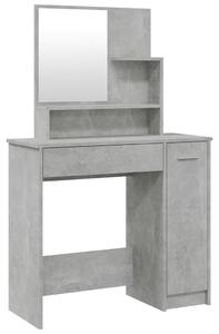 Sminkbord med spegel betonggrå 86,5x35x136 cm
