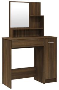 Sminkbord med spegel brun ek 86,5x35x136 cm