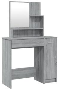 Sminkbord med spegel grå sonoma 86,5x35x136 cm