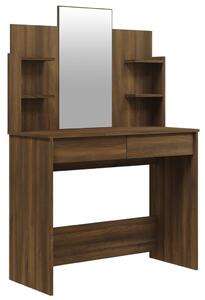 Sminkbord med spegel brun ek 96x40x142 cm