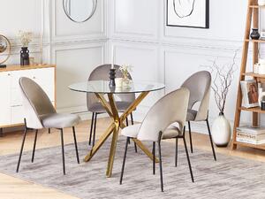 Matbord Guld med Bordsskiva i Härdat Glas Rund ⌀ 90 cm 4 personer Modern design Kök Matsal Beliani