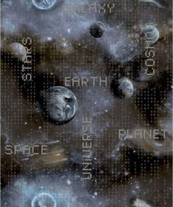 Noordwand Tapet Good Vibes Galaxy Planets and Text blå och svart