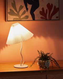 Bordslampa Vit metallbas Syntetisk plisserad skärm Modern minimalistisk design Vardagsrum Sovrum Beliani