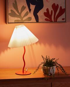 Bordslampa Orange Metallbas Syntetisk Plisserad Skärm Modern Minimalistisk Design Vardagsrum Sovrum Beliani