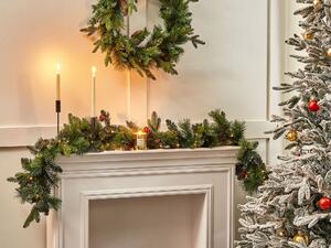 Julgirlang Grön Syntetmaterial 180 cm Förbelyst med LED-lampor Juldekor Vinter Jul Grönska Beliani