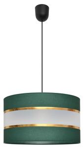Ljuskrona med textilsladd HELEN 1xE27/60W/230V diameter 35 cm grön/guld