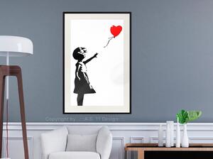Inramad Poster / Tavla - Banksy: Girl with Balloon I - 30x45 Svart ram