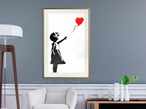 Inramad Poster / Tavla - Banksy: Girl with Balloon I - 30x45 Svart ram