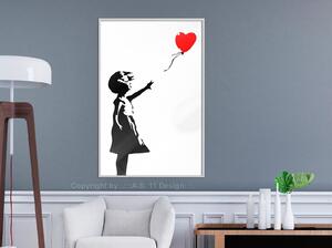 Inramad Poster / Tavla - Banksy: Girl with Balloon I - 30x45 Svart ram med passepartout