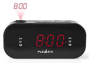 Nedis CLAR009BK - Radio väckarklocka med LED-display och projektor 230V