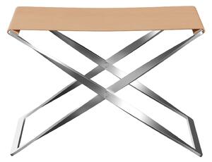 Fritz Hansen - PK91, Läder, Natural - Fotpallar - Poul Kjærholm - Brun - Metall