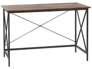 Kontorsbord 115 x 60 cm Mörkt trä / Svart FUTON Beliani