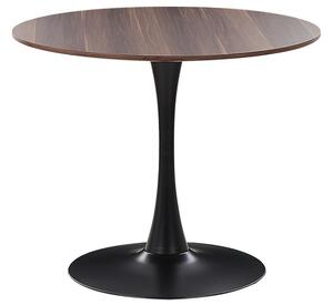 Runt matbord ⌀ 90 cm Mörkt trä / Svart BOCA Beliani